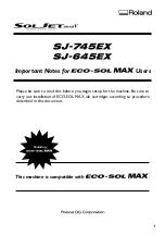 Preview for 1 page of Roland SJ-645EX Important Notes For Users