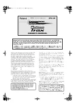 Preview for 1 page of Roland SRX-08 Platinum Trax Owner'S Manual