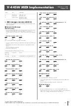 Preview for 1 page of Roland V-44SW Midi Implementation Manual