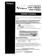 Preview for 1 page of Roland V-Mixer VM-7100 Owner'S Manual