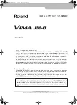 Preview for 3 page of Roland VIMA JM-8 Owner'S Manual