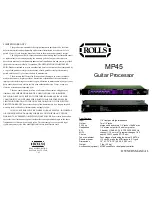 Rolls Guitar Processor MP45 Owner'S Manual preview