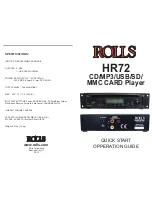 Preview for 1 page of Rolls HR72 - MANUEL 2 Quick Start Operation Manual