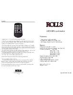 Rolls HR74 Quick Start Manual preview