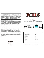 Предварительный просмотр 1 страницы Rolls HRS84 Quick Start Operation Manual