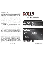 Preview for 1 page of Rolls LiveMix MX34 Owner'S Manual