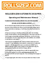 Rollsizer Decapper Operating And Maintenance Manual preview