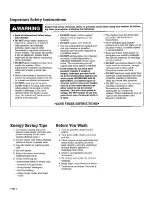 Preview for 2 page of Roper AL2121W Use And Care Manual