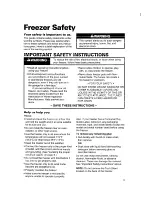 Preview for 3 page of Roper FREEZERS Use And Care Manual