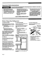 Preview for 2 page of Roper RT25BK Use And Care Manual