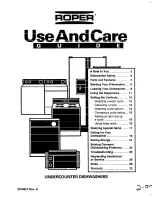 Предварительный просмотр 1 страницы Roper UNDERCOUNTER DISHWASHERS User And Care Manual