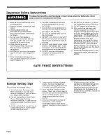 Preview for 2 page of Roper WU3000V Use & Care Manual