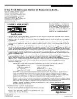 Preview for 16 page of Roper WU3000V Use & Care Manual