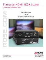 Preview for 1 page of Rose electronics CNV-UHD-HD/SC Installation And Operation Manual