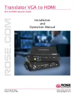 Rose electronics CNV-VGAHDMISC Installation And Operation Manual preview