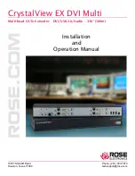 Предварительный просмотр 1 страницы Rose electronics CrystalView EX DVI Multi CRK-1DTX01DM-EX6 Installation And Operation Manual