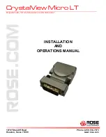 Предварительный просмотр 1 страницы Rose electronics CrystalView Micro LT Installation And Operation Manual