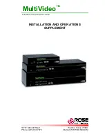 Rose electronics MultiVideo MEB-4U2V Installation And Operation Manual preview