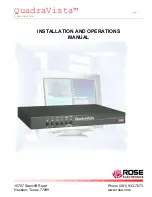 Rose electronics QuadraVista Installation And Operation Manual preview