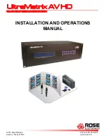 Rose electronics UltraMatrix AV HD Installation And Operation Manual preview