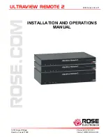 Rose electronics Ultraview Remote 2 Installation And Operation Manual preview