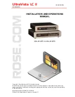 Предварительный просмотр 1 страницы Rose electronics UltraVista LC II VWL-B122FD Installation And Operation Manual