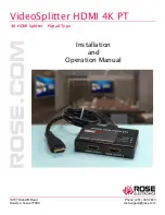 Rose electronics VideoSplitter HDMI 4K PT Installation And Operation Manual предпросмотр