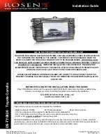 Preview for 1 page of Rosen DS-TY0820 Installation Manual