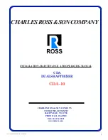 Ross CDA-10 Installation, Maintenance And Operating Manual preview