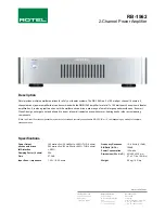 Preview for 1 page of Rotel 2-Channel Power Amplifier RB-1562 Specification Sheet