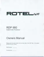 Rotel Digital Audio Processor RDP 980 Owner'S Manual preview