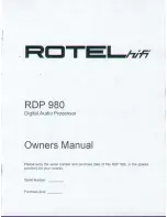 Preview for 1 page of Rotel Digital Audio Processor RDP 980 Owner'S Manual