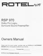 Preview for 1 page of Rotel Dolby Pro Logic Surround Pream Owner'S Manual