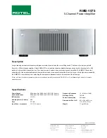 Preview for 1 page of Rotel Five Channel Power Amplifier RMB-1575 Specification Sheet