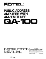 Preview for 1 page of Rotel QA-100 Instruction Manual