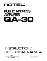 Rotel qa-30 Instruction/Technical Manual preview