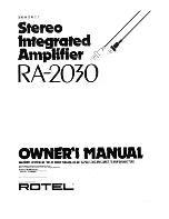 Rotel RA-2030 Owner'S Manual preview