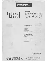 Preview for 1 page of Rotel RA-2040 Technical Manual