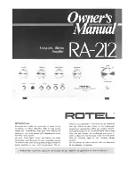 Preview for 1 page of Rotel RA-212 Owner'S Manual