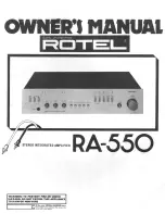 Preview for 1 page of Rotel ra-550 Owner'S Manual