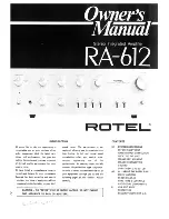 Rotel RA-612 Owner'S Manual preview