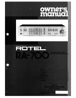 Preview for 1 page of Rotel RA-700 Owner'S Manual