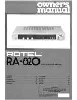 Preview for 1 page of Rotel RA-820 Owner'S Manual