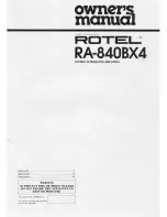 Rotel RA-840BX4 Owner'S Manual preview