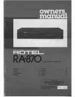 Preview for 1 page of Rotel RA-870 Owner'S Manual