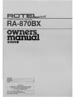 Preview for 1 page of Rotel ra-870bx Owner'S Manual