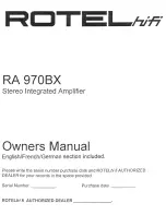 Rotel RA 970BX Owner'S Manual preview