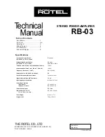 Rotel RB-03 Technical Manual preview