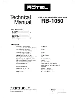 Rotel RB-1050 Technical Manual preview