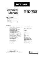 Rotel RB-1070 Technical Manual preview